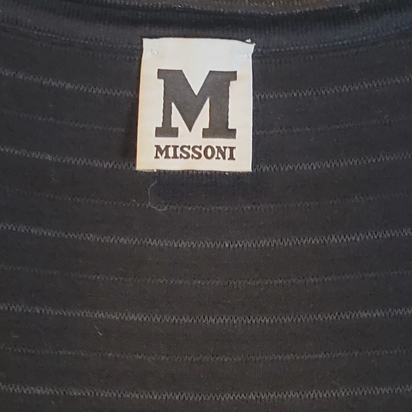 Missoni Black Tissuto Ribbed Horizontal Pattern Sleeveless Pouff Knee Dress - Picture 3 of 15